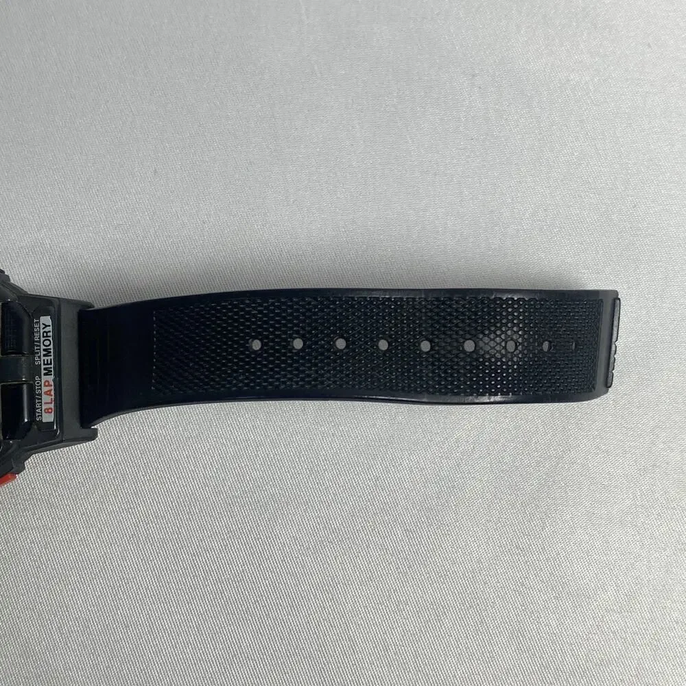 Vintage Timex Ironman Triathlon Mens Watch 36mm Black Indiglo 8-Lap 50M Day Date